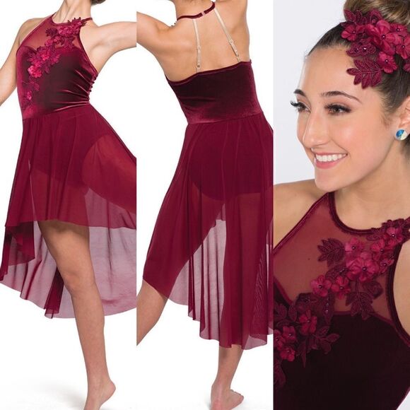 A Wish come true burgundy red Dance appliqué costume V2364Y New Soul Child LC - Picture 1 of 12